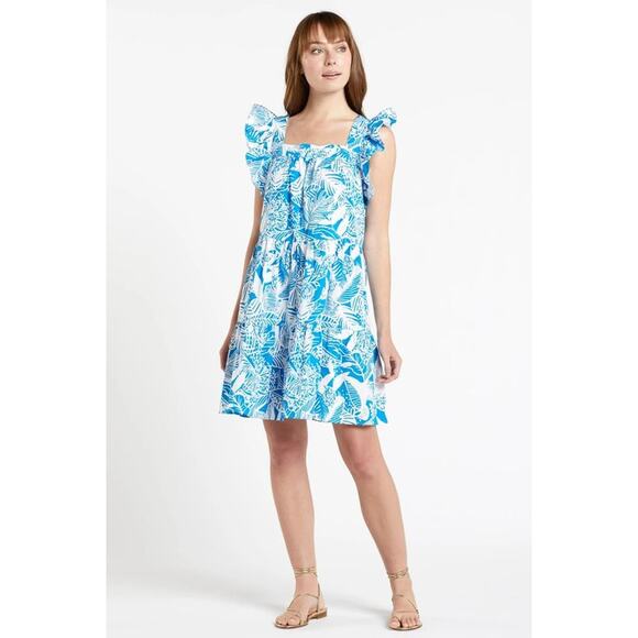 Marie Oliver Dresses & Skirts - Marie Oliver Sailor Mini Dress Sea Blue Vacation Resort Palm Leaves